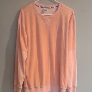 PINK Victoria's Secret Women's Medium Light Orange long Sleeve Velour Sweatshirt